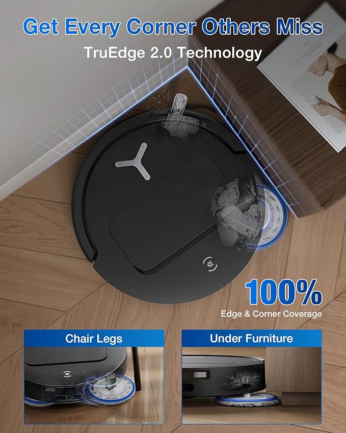 ecovacs deebot t50 pro omni robot vacuum and mop, 3.19” ultra slim, 15,000pa suction, zerotangle 2.0, truedge edge cleaning, aivi 3d obstacle avoidance, auto mop wash & dry, self emptying