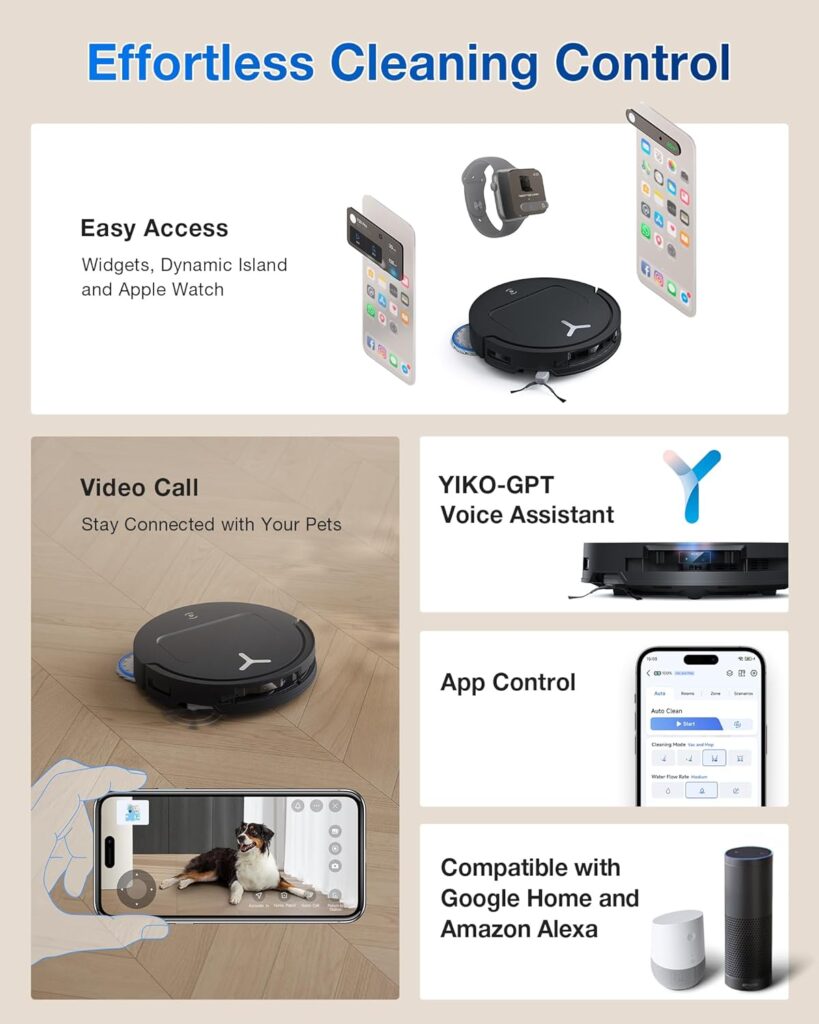 ecovacs deebot t50 pro omni robot vacuum and mop, 3.19” ultra slim, 15,000pa suction, zerotangle 2.0, truedge edge cleaning, aivi 3d obstacle avoidance, auto mop wash & dry, self emptying