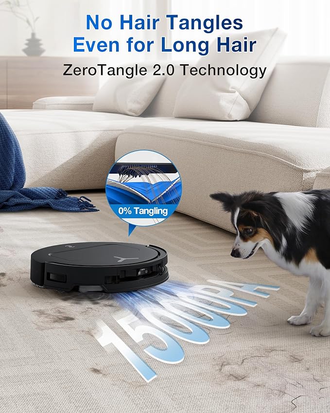 ecovacs deebot t50 pro omni robot vacuum and mop, 3.19” ultra slim, 15,000pa suction, zerotangle 2.0, truedge edge cleaning, aivi 3d obstacle avoidance, auto mop wash & dry, self emptying